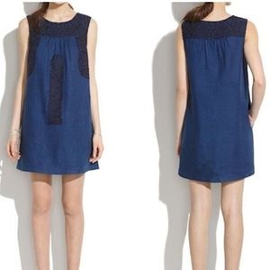 Madewell Mercado Shift Dress Embroidery Pockets L